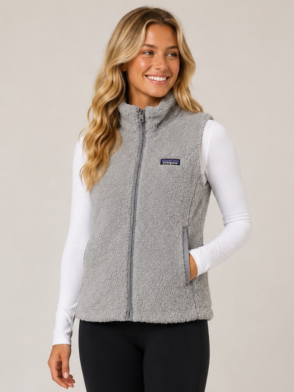 Patagonia Sherpa Fleece Vest Gray Full Zip Outdoor Cozy Size XL
